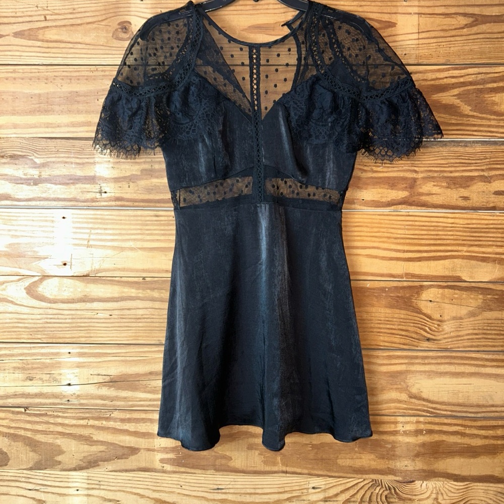 Blue Flutter Sleeve V-Neck Mini Dress